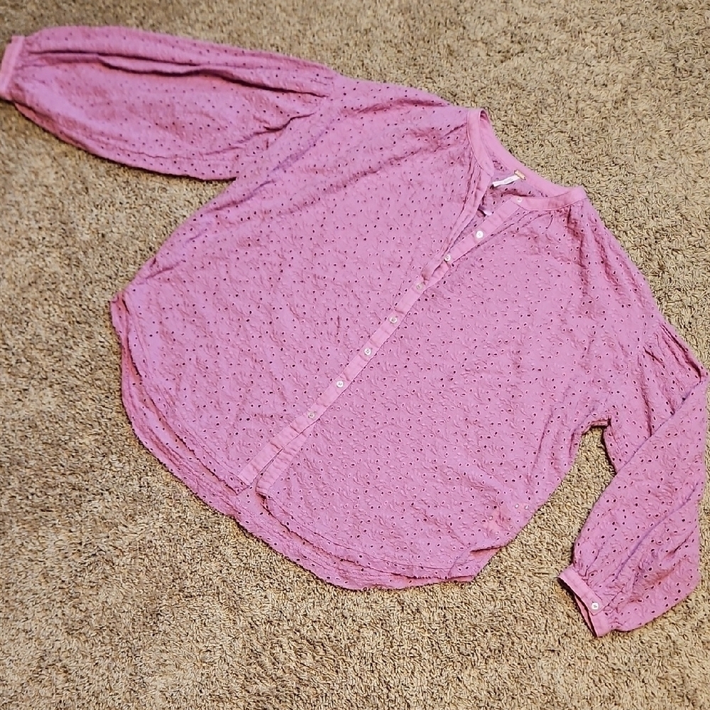 Free People Madison Eyelet Blouse In Orchid - Picture 4 of 11